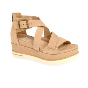 Eileen Fisher Boost Wedge Sandal Latte Nubuck